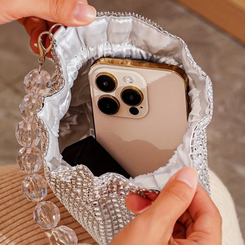 Glitter Rhinestone Evening Bag Drawstring Party Bag