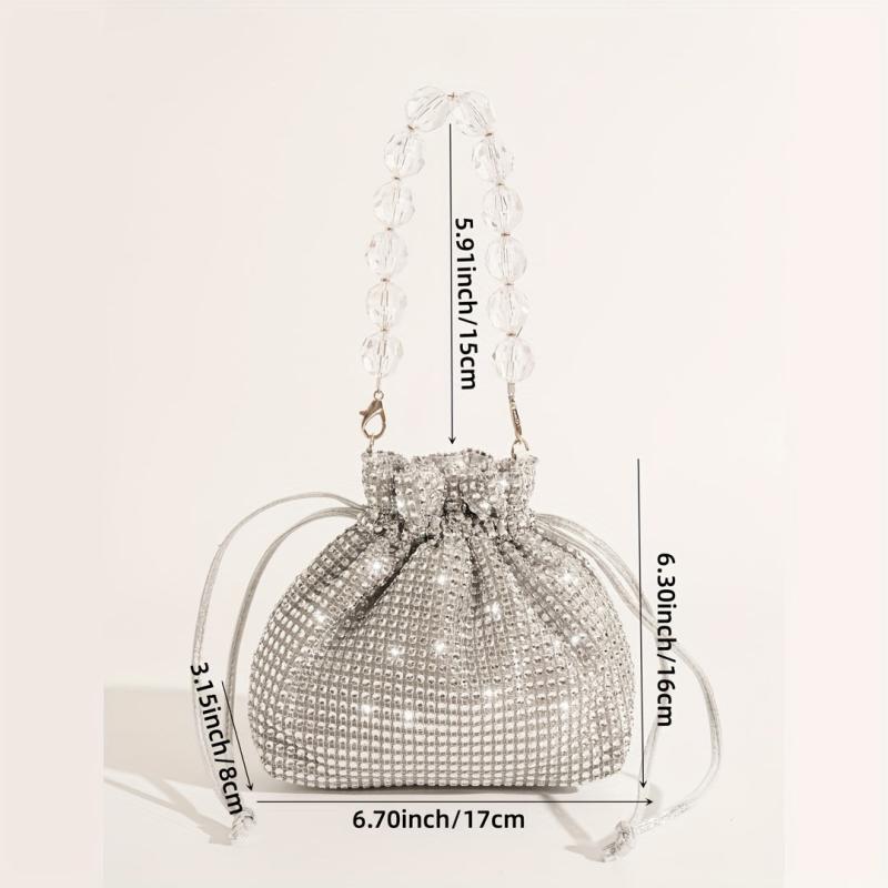 Glitter Rhinestone Evening Bag Drawstring Party Bag