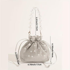 Glitter Rhinestone Evening Bag Drawstring Party Bag