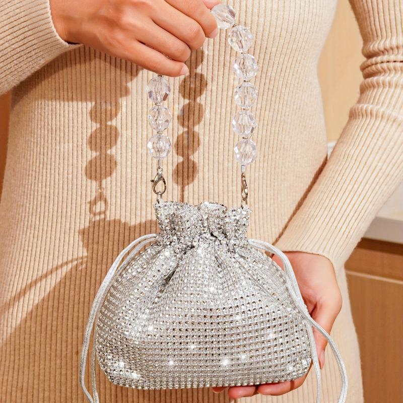 Glitter Rhinestone Evening Bag Drawstring Party Bag