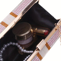 Square Evening Clutch Purses Sequins Chain Shoulder Bag