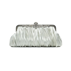 Rhinestone Ruched Clutch Purse with Chain for Party