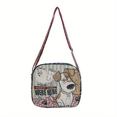 Women's Ethnic Style Canvas Crossbody Bag with Cartoon Pattern Large Capacity