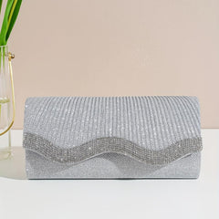 Rhinestone Decor Clutch Bag Glitter Evening Chain Bag For Women