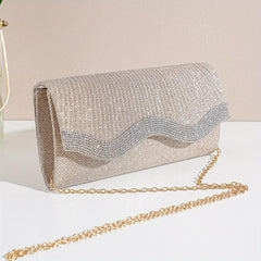 Rhinestone Decor Clutch Bag Glitter Evening Chain Bag For Women