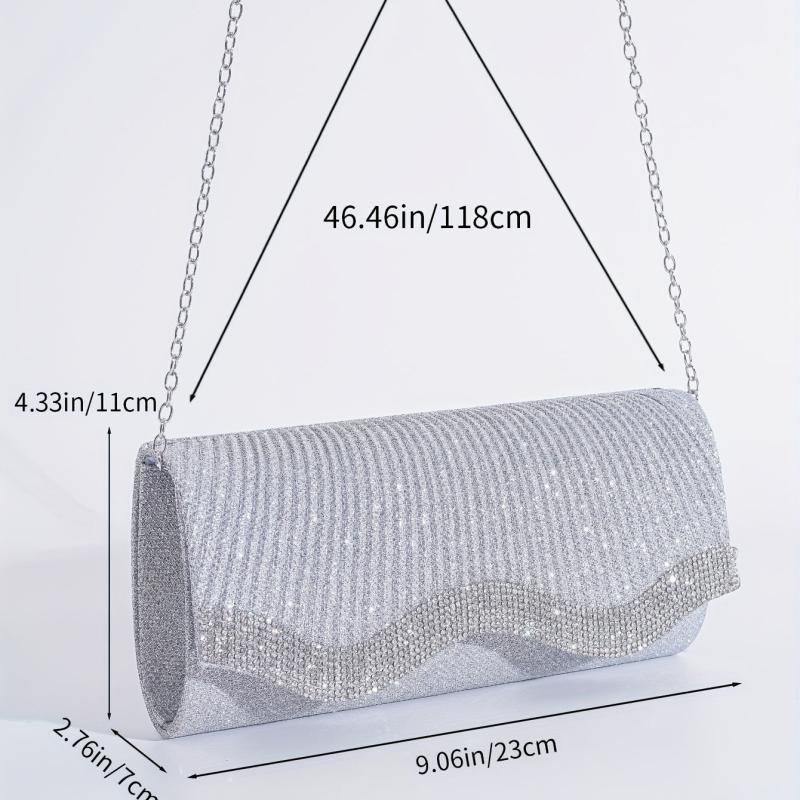 Rhinestone Decor Clutch Bag Glitter Evening Chain Bag For Women