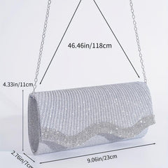Rhinestone Decor Clutch Bag Glitter Evening Chain Bag For Women