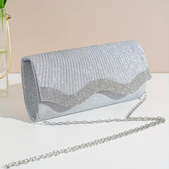 Rhinestone Decor Clutch Bag Glitter Evening Chain Bag For Women