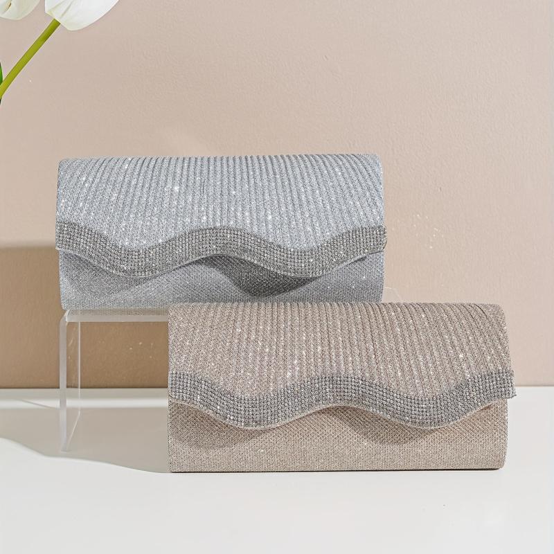 Rhinestone Decor Clutch Bag Glitter Evening Chain Bag For Women