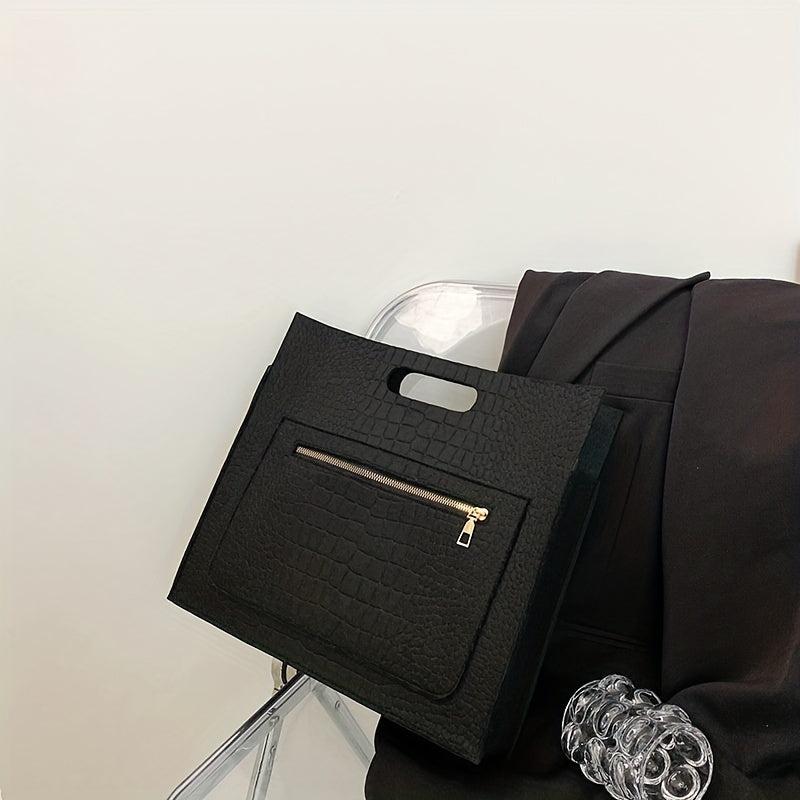 Crocodile Embossed Felt Handbag Women's Clutch Purse
