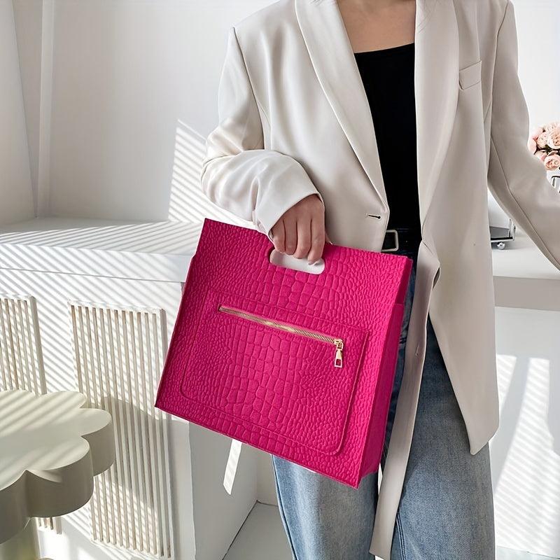 Crocodile Embossed Felt Handbag Women's Clutch Purse