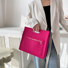 Crocodile Embossed Felt Handbag Women's Clutch Purse
