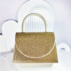 Rhinestone Glitter Top Handle Evening Bag