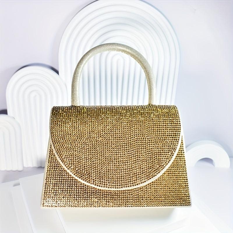 Rhinestone Glitter Top Handle Evening Bag