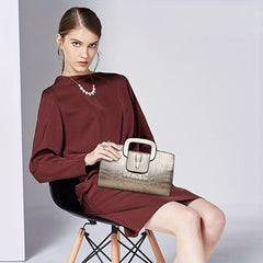 Crocodile Embossed Leather Handbag Stylish Large Capacity Zipper Purse