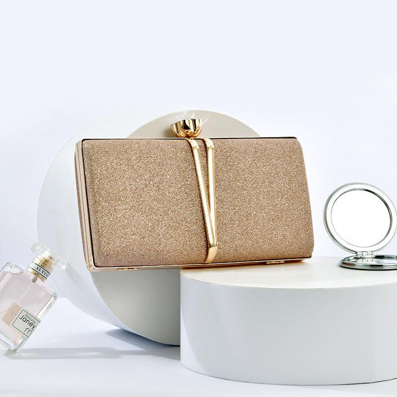 Glitter Clutch Purse Metal Box Evening Bag for Wedding Prom Party Cocktail