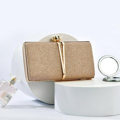 Glitter Clutch Purse Metal Box Evening Bag for Wedding Prom Party Cocktail