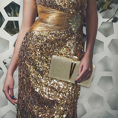 Glitter Clutch Purse Metal Box Evening Bag for Wedding Prom Party Cocktail
