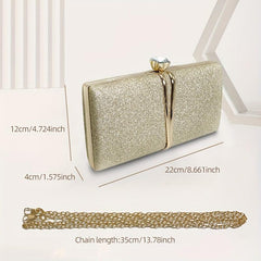 Glitter Clutch Purse Metal Box Evening Bag for Wedding Prom Party Cocktail