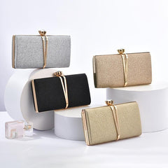 Glitter Clutch Purse Metal Box Evening Bag for Wedding Prom Party Cocktail