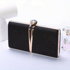 Glitter Clutch Purse Metal Box Evening Bag for Wedding Prom Party Cocktail