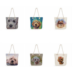 Dog Painting Tote Bag with Rope Strap Heavy Duty Reusable Shopping