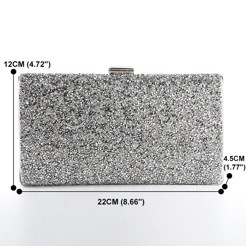 Sequins Frame Square Evening Purse Chain Clutch Bag For Wedding