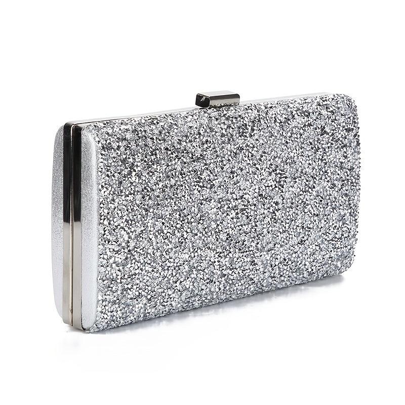 Sequins Frame Square Evening Purse Chain Clutch Bag For Wedding