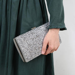 Sequins Frame Square Evening Purse Chain Clutch Bag For Wedding