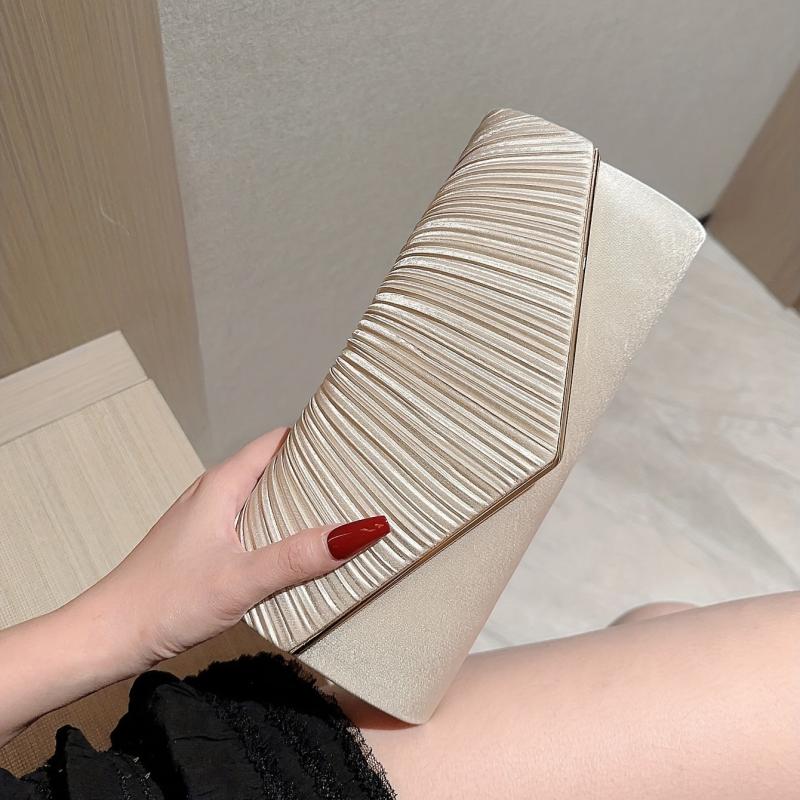 Pleated Envelope Chain Clutch Elegant Evening Bag