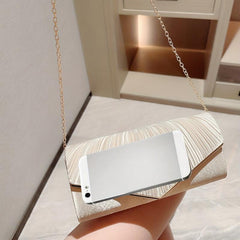 Pleated Envelope Chain Clutch Elegant Evening Bag