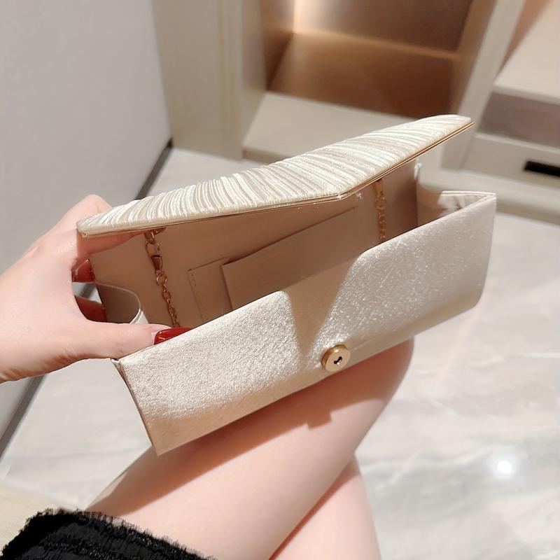 Pleated Envelope Chain Clutch Elegant Evening Bag