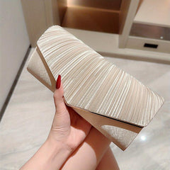 Pleated Envelope Chain Clutch Elegant Evening Bag