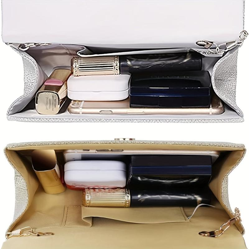 Rhinestone Glitter Chain Clutch Elegant Acrylic Flap Bag