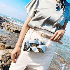 Glitter Event Clutch Bag Metal Chain Crossbody Bag Waterproof Party Bag