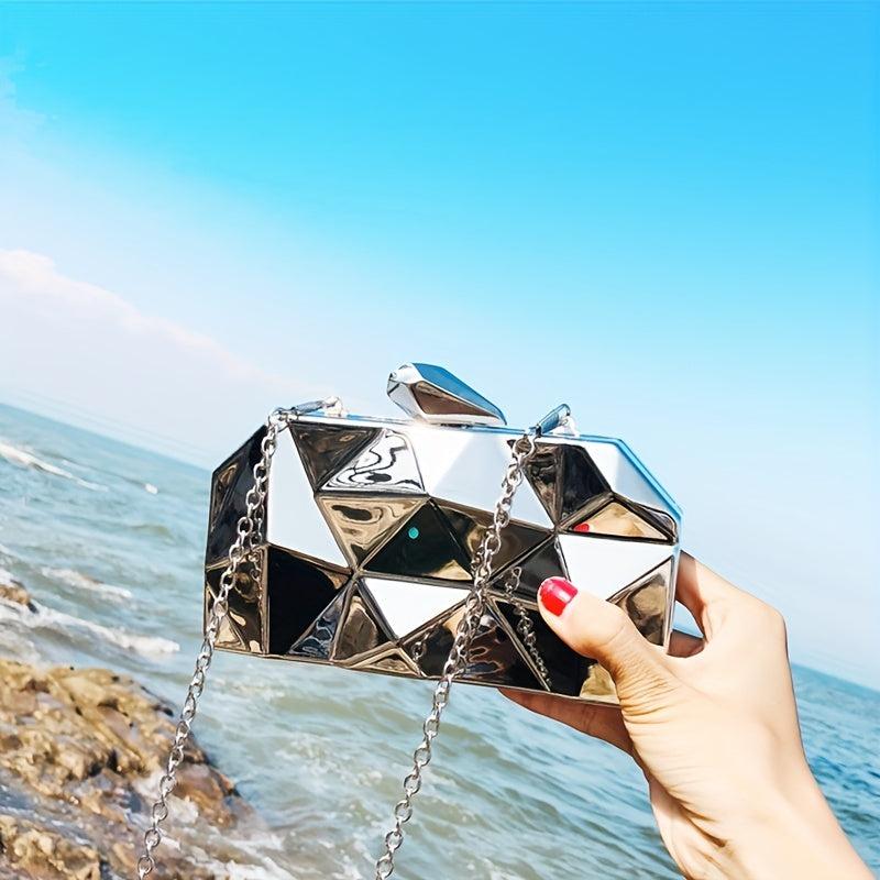 Glitter Event Clutch Bag Metal Chain Crossbody Bag Waterproof Party Bag
