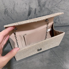 Glitter Ruched Evening Bag Banquet Clutch Purse Women's Bling Handbags
