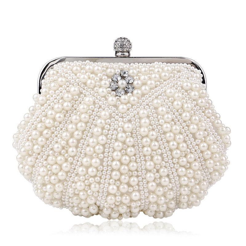 Faux Pearl Wedding Handbag Rhinestone Evening Purse Clutch