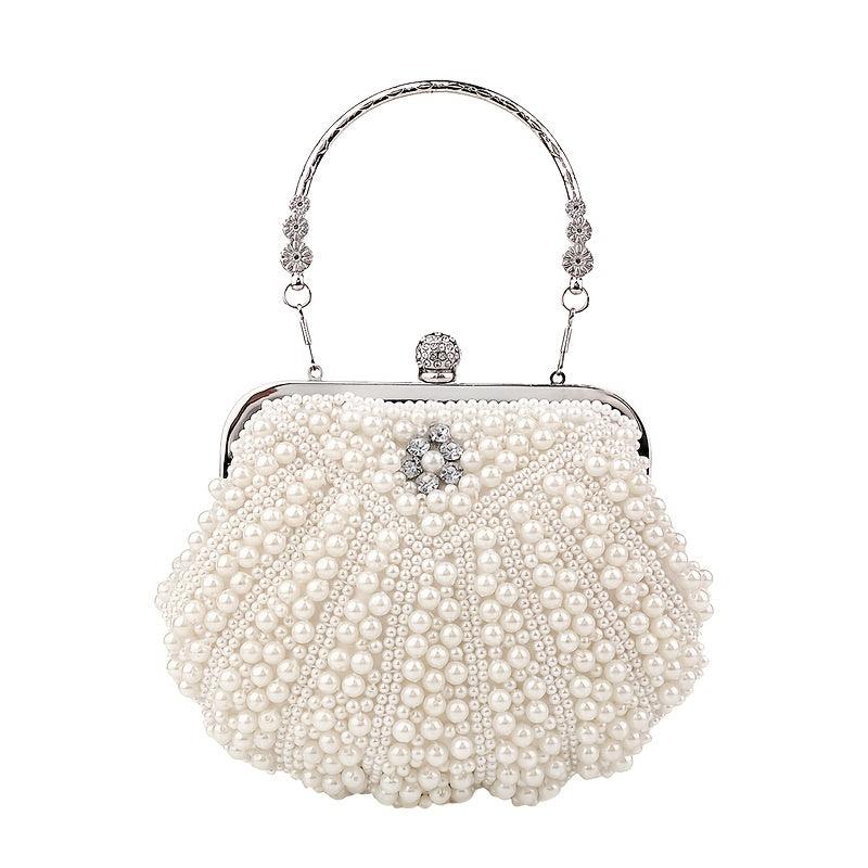 Faux Pearl Wedding Handbag Rhinestone Evening Purse Clutch