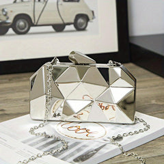Metallic Argyle Evening Bag Clutch Purse Glitter Handbag for Party Prom Wedding