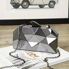 Metallic Argyle Evening Bag Clutch Purse Glitter Handbag for Party Prom Wedding