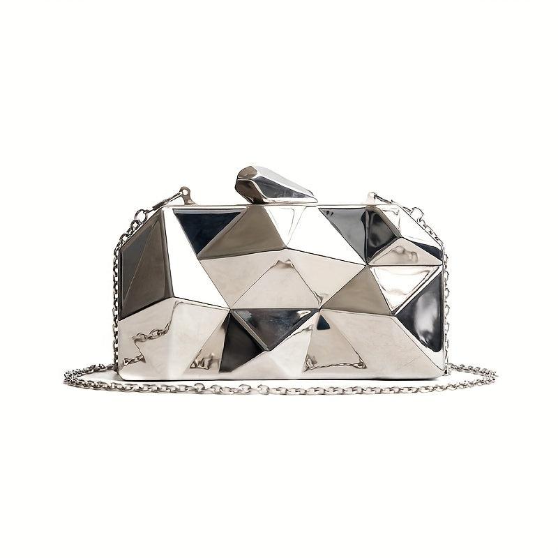 Metallic Argyle Evening Bag Clutch Purse Glitter Handbag for Party Prom Wedding