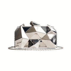 Metallic Argyle Evening Bag Clutch Purse Glitter Handbag for Party Prom Wedding