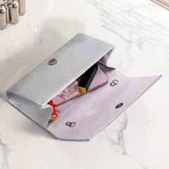 Pleated Rhinestone Chain Clutch Bling Evening Bag