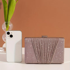 Glitter Ruched Evening Bag Banque Clutch Wedding Bag