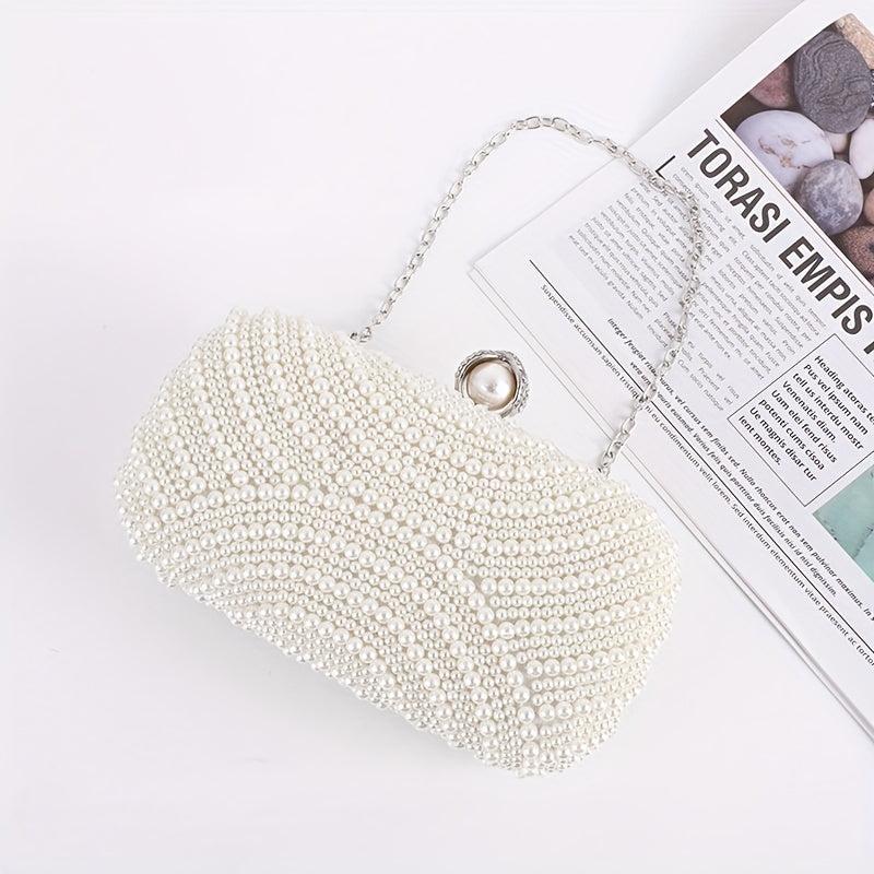 Pearl Evening Bag Clutch Handbag Chain Wedding Party Prom