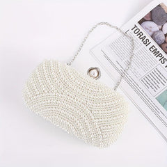 Pearl Evening Bag Clutch Handbag Chain Wedding Party Prom