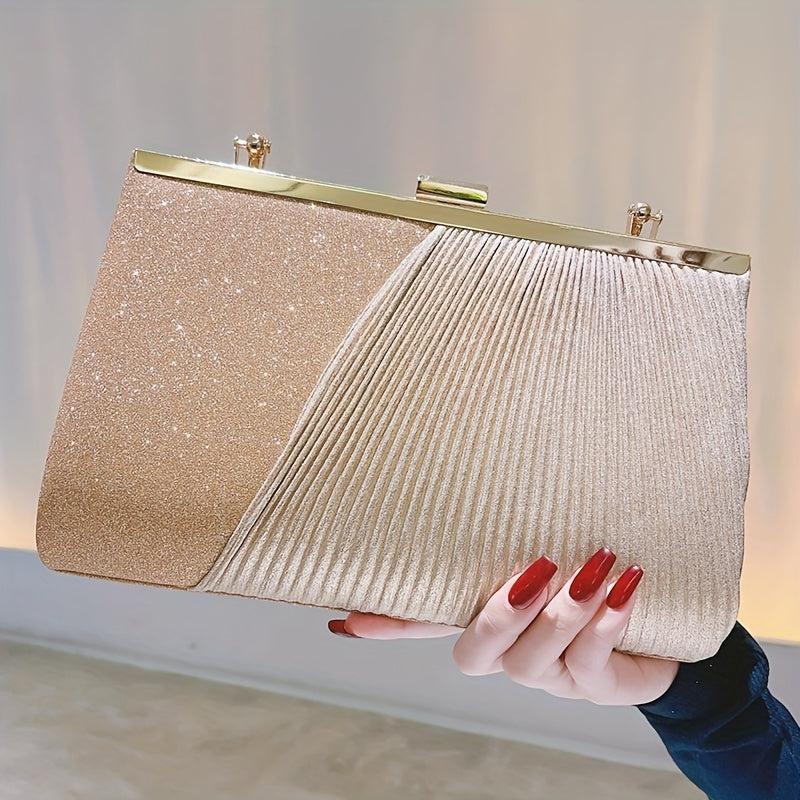 Sequins Ruched Evening Bag Glitter Clutch Purses For Women