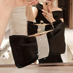 Rhinestone Clutch Bag Metal Chain Handbag