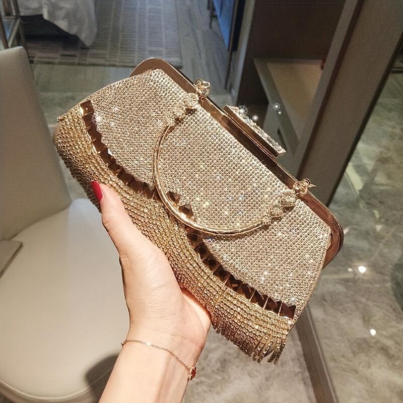 Glitter Rhinestone Handbag Satchel Bag for Party